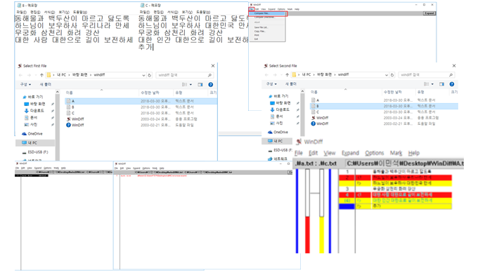 WinDiff 파일비교 명령어 이미지