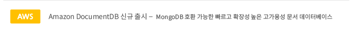 2.	Amazon DocumentDB 출시 MongoDB 호환 가능한 빠르고 확장성 높은 고가용성 문서 데이터베이스