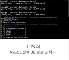 [리눅스] MySQL 전체 DB 덤프 및 복구