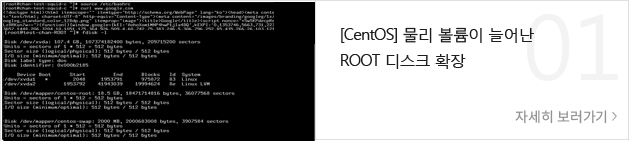 [CentOS] 물리 볼륨이 늘어난 ROOT 디스크 확장