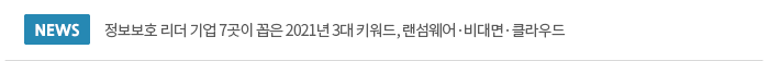 [news]정보보호 리더 기업 7곳이 꼽은 2021년 3대 키워드, 랜섬웨어·비대면·클라우드